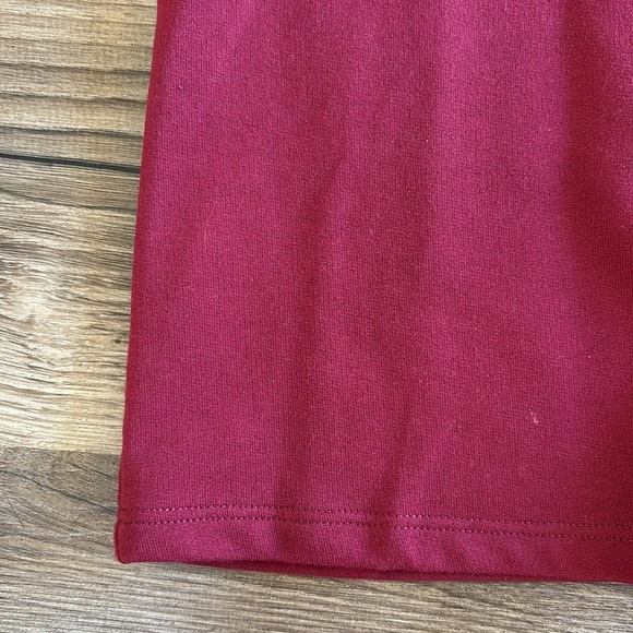 Womens Anthropologie Berry Red Ruffle Puff Sleeve Blouse - Size Small Crew Neck - Picture 3 of 11